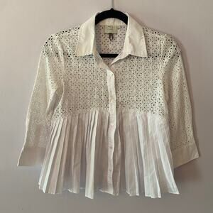 Anthropologie White Lace Blouse
